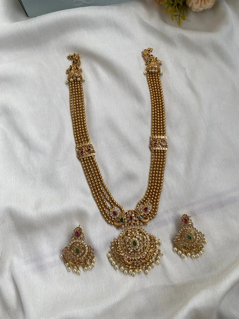 Golden Pearl Long Haram with earrings